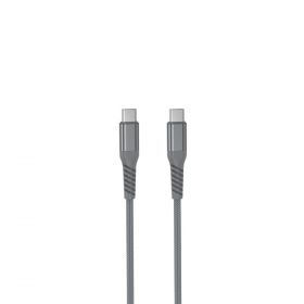 Câble USB-C/USB-C mâle/mâle 1m - charge 60W (3A/20V) USB 2.0 avec cordon en nylon + kevlar 400D - anthracite